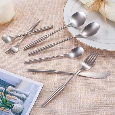 China Tableware Hotel Stainless Steel Flatware High Grade Sustainable Matt Silver Cutlery Set For Wedding for sale