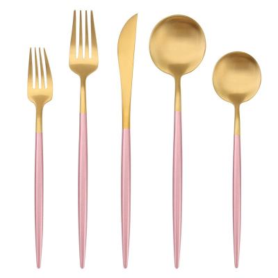 China 18/10 Stainless Steel Flatware Sustainable High End Rose Gold Cutlery Including Fork Spoon Knife Set With Gift Box for sale