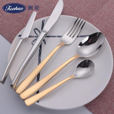 China 18/10 Stainless Steel High Quality Viable Gold Flatware,Matte Gold Spoon Fork Knife Hotel Cutlery Set for sale