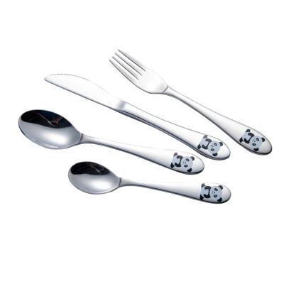 China 18/0 Viable Wholesale Silver Plated Handle Kids Event Flatware Set Custom Metal Child Stainless Steel Cutlery Set for sale