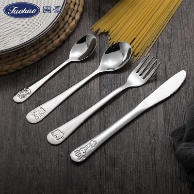 China Sustainable Kids Mirror Silverware Set, 18/10 Stainless Steel Baby Flatware Set Cute, Kids Flatware Set For 4 PCS for sale