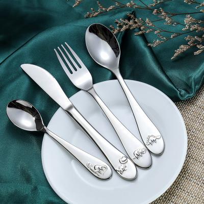 China High Grade Sustainable Safe Kids Flatware Cute Baby Dinnerware Stainless Steel Cutlery Set for sale