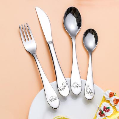 China Safe 4 Pieces Kids Silverware Stainless Steel Flatware Set Sustainable for sale