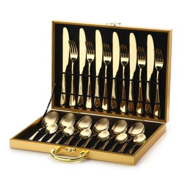 China Viable Korean Flatware Knife Fork Spoon Set Cutlery 24pcs Stainless Steel Flatware Sets Gold Cutlery Set Bulk for sale