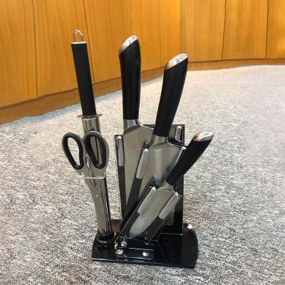 China Viable Factory Knife Accessory Block Directly Sets Latest Supply Set Black Stainless Steel Kitchen Knife Set With Color Box for sale