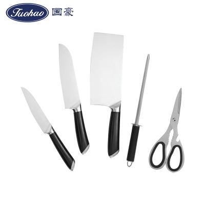 China Amazon Hot Selling Kitchen Stainless Steel Viable Steak Knife Set Chefs Knife With Sharpener Scissor Knife Set for sale