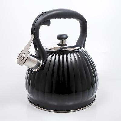 China Stocked Die Cast Iron Solid Handle Stainless Steel Pumpkin 3.0L Economic Whistling Kettle With Color Painting For Gift for sale