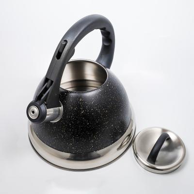 China Durable Portable Black Marble Stone Coating 3.0l Stainless Steel Whistling Kettle for sale