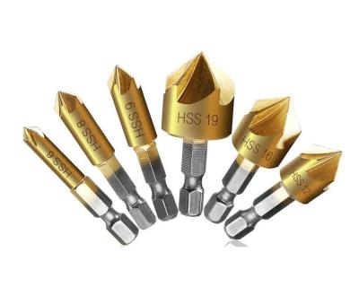 China Non Ferrous Metal 6 PCS Wood Drill Bit Countersink Drill Bit Set for sale