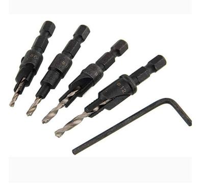 China Drilling HSS 5 Flute Countersink Wood Drill Bit Set Depth Stop Socket Revolving Woodworking Mill Drill for sale