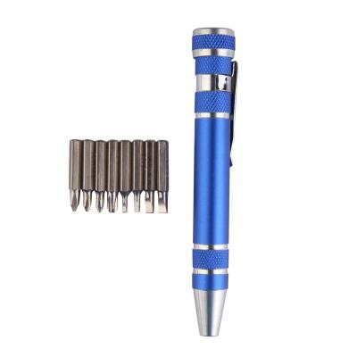 China Cheap Price Precision Magnetic Pocket Pen Style 8 in 1 Screwdriver Set Universal Tool 1.3X11CM for sale