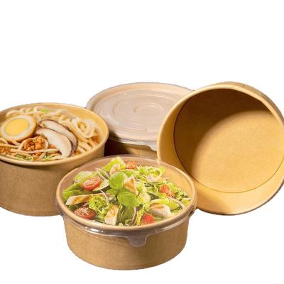 China Disposable Oil Resistant Wrapping Paper Food Salad Bowl Rice Noodle Soup Packaging With Clear PET Lid for sale