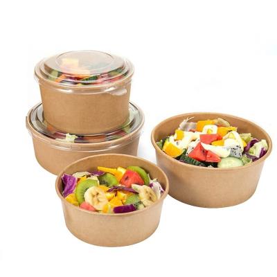 China Disposable Kraft Paper Disposable Takeout Serving Salad Bowl Lids And Lids for sale