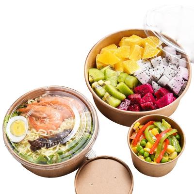 China 1000ml disposable designed pe coated take away custom printed disposable paper wrapper salad paper bowl soup bowl for sale