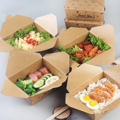 China Recycled Materials Noodle Take Out Boxes, Kraft Paper Made Meal Bucket Food Container For Fried Chicken Fruit Vegetable for sale