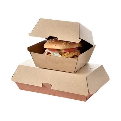 China Recyclable Custom Disposable Paper Packaging Cardboard Food Grade Paper Hamburger Packaging Box for sale