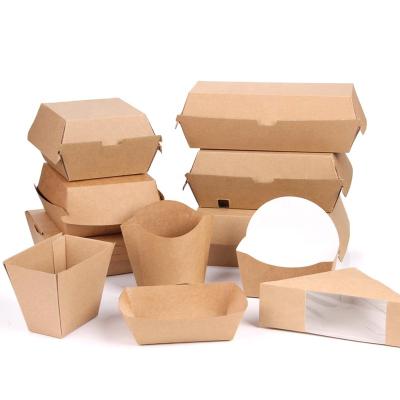 China Recycled Materials Custom Printed Logo Paper Hamburger Packaging Takeout Box for sale