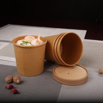 China New Customized Materials Recycled Biodegradable Materials Take Away Kraft Soup Cup Paper Cup for sale