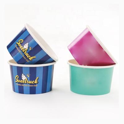 China Recyclable Custom Printed Disposable Ice Cream Paper Cups , Frozen Yogurt Cup for sale