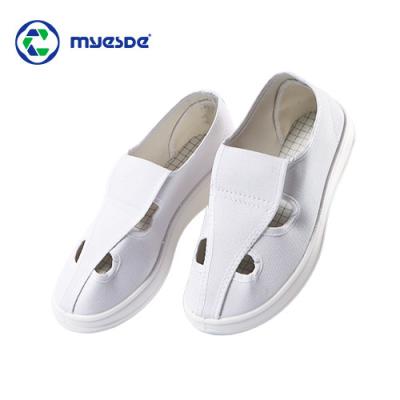 China esd Pu van beschermingsschoenen Witte blauwe Schoenen Antistatische Esd Pu Esd Cleanroom Schoenen met 4 cleanroom van Gatenwelcro esd schoenen Te koop