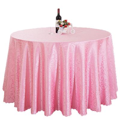 China Durable Wedding Polyester Jacquard 120 Inch Round Tablecloth Embroidered White Table Cover for sale