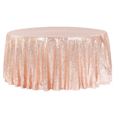 China 120 Inch Customized Durable Luxury Round Tablecloth Sequin Tablecloth For Wedding Banquet Party Event for sale