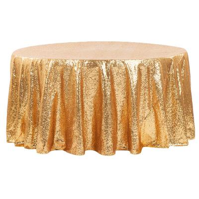 China 120 Inch Durable Luxury Round Sequin Fitted Wedding Banquet Tablecloth for sale