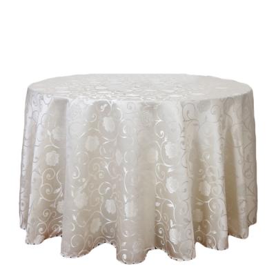 China Durable Hot Selling Decorative Ivory Wedding Table Cloth Cheap Amazon Polyester Round Tablecloth for sale