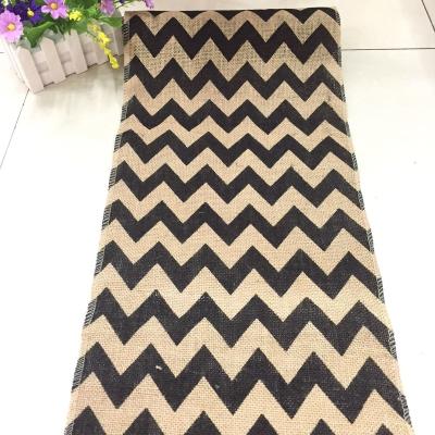 China Stripe Burlap Table Runner Polyester Wedding Dining Table Runner Cloth Cover for Table Decoration Buffet Outdoor Cafe for sale