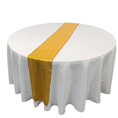 China 100% Polyester Stripe Wholesale Decoration Wedding Sequin Gold Table Runner for sale