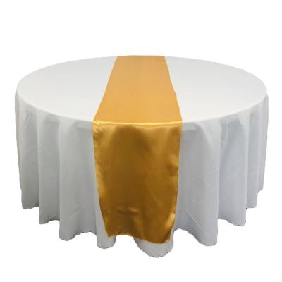 China High Quality Wedding Stripe Gold Polyester Satin Table Runner For Wedding Party Event for sale