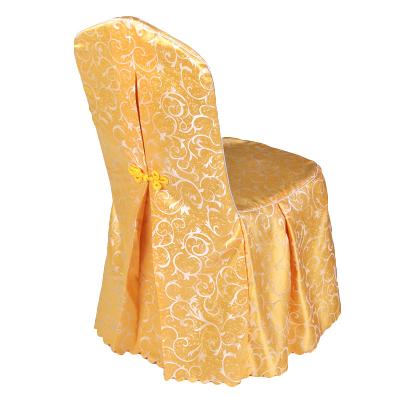 China Wholesale Durable Polyester Fancy Damask Ruffled Pattern Jacquard Wedding Chair Cover For Hotel Dining Banquet Hall for sale