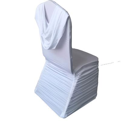 China Durable OEM Polyester Spandex Elastic Stretch Wedding Banquet Event Durable Dining Swag Chair Back Covers for sale