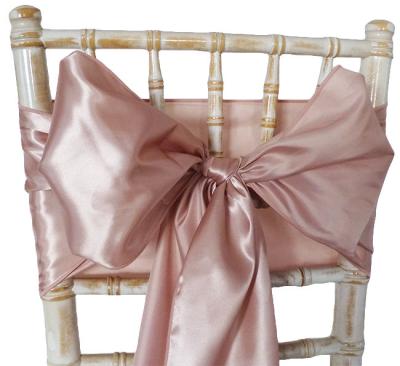 China Durable Hot Sale Rose Gold Satin Chair Sashes Chair Sashes For Wedding Party Event for sale