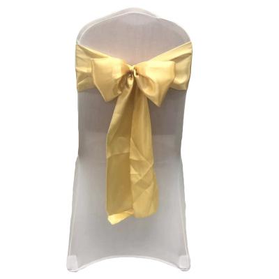 China Durable Gold Satin Chair Cover Sashes Chairs Band For Wedding Events Party Decoration for sale