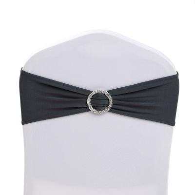 China Durable Elastic Organza Chair Covers Bows Sashes Band Wedding Banquet Spandex Chair Sash Buckles Cover for sale