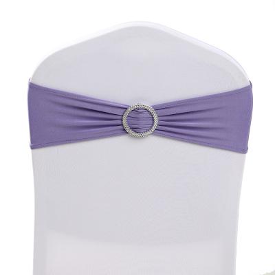 China Durable Whole Cheap White Elastic Spandex Chair Cover Buckle Sashes For Wedding Banquet Party for sale