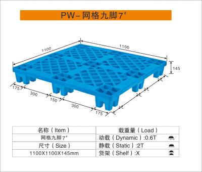 China HDPE materielle grüne Farbnahrungsmittelgradkunststoffpaletten 1100mmX1100mmX145mm zu verkaufen