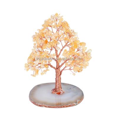 China China Factory wholesale 2023 new natural agate chip base citrine cash tree office home decoration ornaments for sale