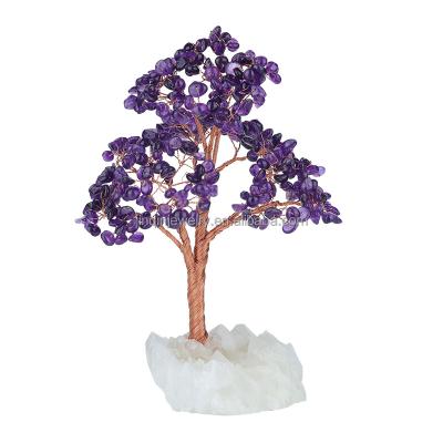 China China Factory wholesale natural boutique amethyst lucky tree home bedroom decoration white crystal cluster raw ore ornaments for sale