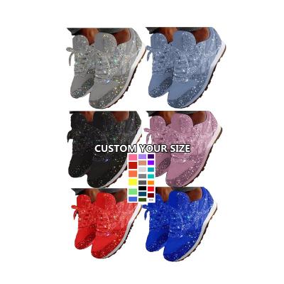 China Fashion Trend Spring Rhinestone High Top Platform Sequined Casual Women's High Top Sneakers Wholesale for sale