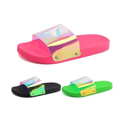 China Fashion trend Superstarer women PU bling clear slide sandals beach slippers lady transparent volume for sale