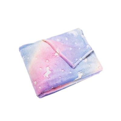 China Anti-Static Glow in the Dark Throw Blanket Gift for Kids Cozy Flannel Star Shining Luminous Blanket Glowing Magic Blankets for sale