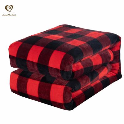 China Buffalo Plaid Christmas Throw Blanket Ultra Super Soft Warm And Light Comfortable Sherpa Blanket Check Flannel Blanket for sale