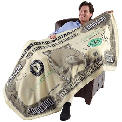 China Anti-Static Money Dollar Throw Blanket Wealth Themed Flannel Fleece Blanket for sale