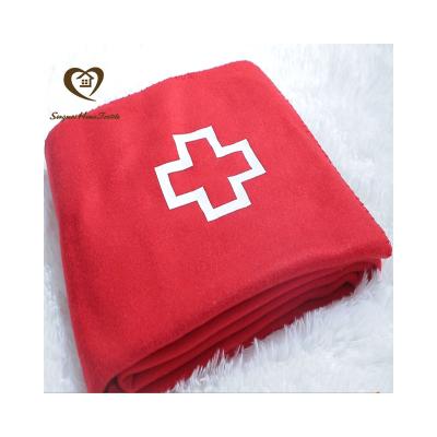 China PORTABLE Fleece Blanket Fleece Fabric 180Gsm Double Sided Xylopyrography The Red Cross Symbol For Spring Autumn Summer for sale