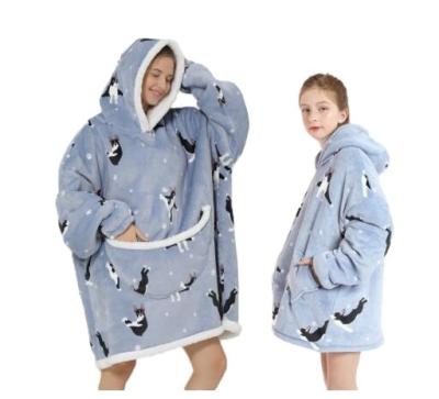 China Anti-Static Oversized Hooded Sherpa Sweatshirt Blanket, Wearable Fleecehug Hoodie Printing Blanket, TV Blanket for sale