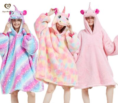 China Animal TV-Blanket Cosplay Unicorn Hoodie Anti-Static Sweatshirt Blanket Costume Wearable Blanket for sale