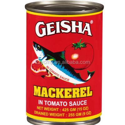 China Canned geisha mackerel fish in tomato sauce for sale