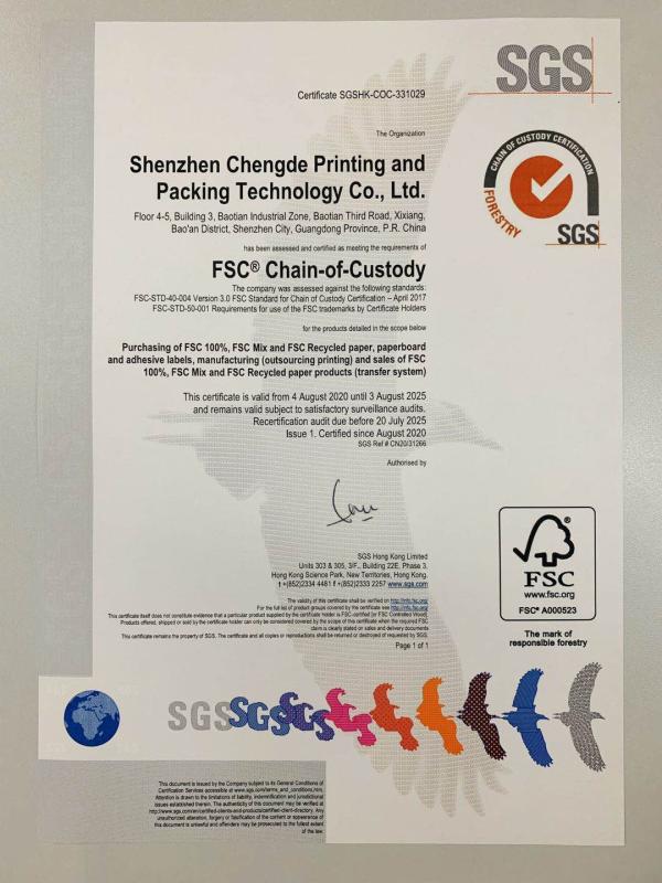 FSC - Shenzhen Cheng De Printing And Packing Technology Co., Ltd.